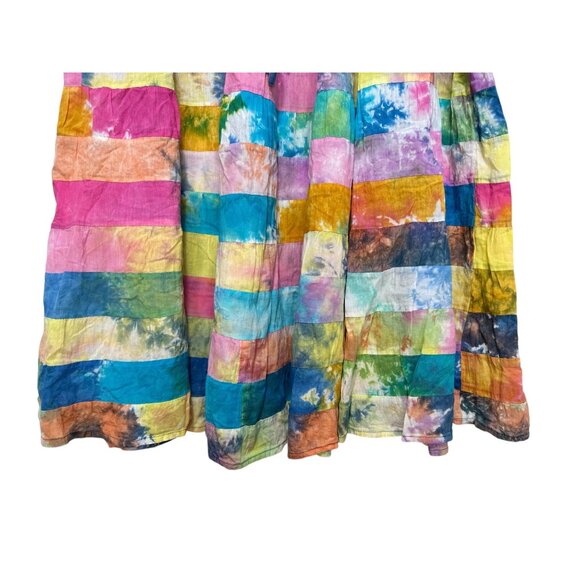 Serengeti Patchwork Tie Dye Maxi Skirt Womens XL Multicolor Boho Gypsy Festival - Picture 7 of 14